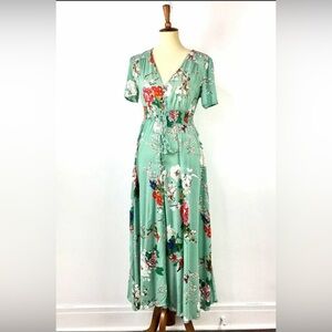 Floral Maxi Dress in Green and Red